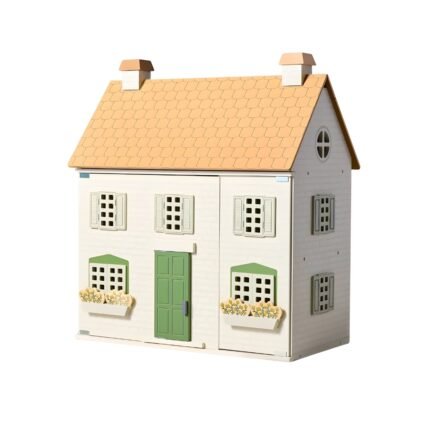 Charming Wooden Dollhouse with Opening Doors and Detailed Windows Design